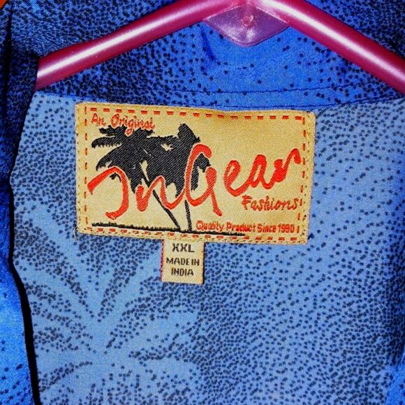 InGear Blue Hawaiian Shirt XXL Short Sleeve Polyester Small Flaws - Picture 2 of 5